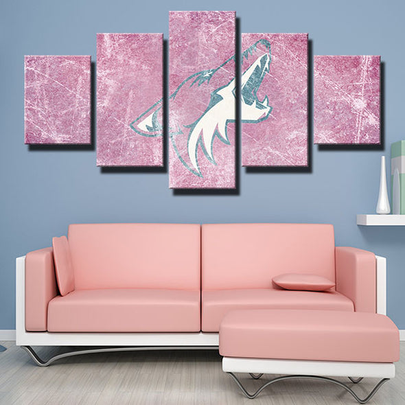 5 piece wall art canvas prints Phoenix pink ice logo live room decor-1203 (1)