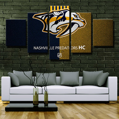 5 piece wall art canvas prints Preds blue and yellow home decor-1208 (1)