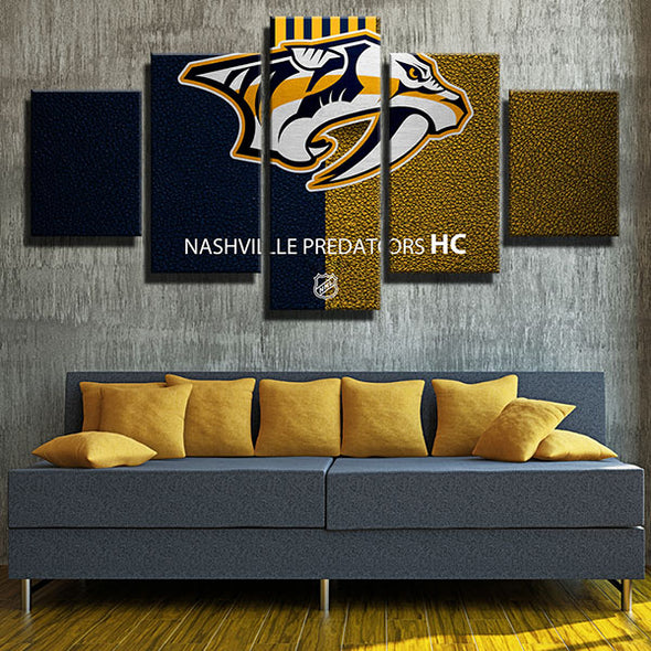 5 piece wall art canvas prints Preds blue and yellow home decor-1208 (2)