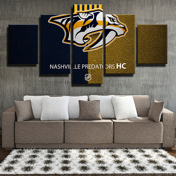 5 piece wall art canvas prints Preds blue and yellow home decor-1208 (3)