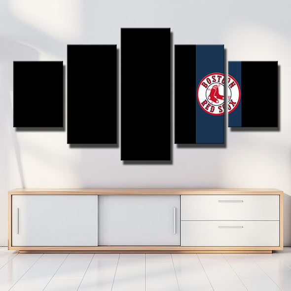 5 piece wall art canvas prints Red Sox Black and blue art wall decor-50035 (2)