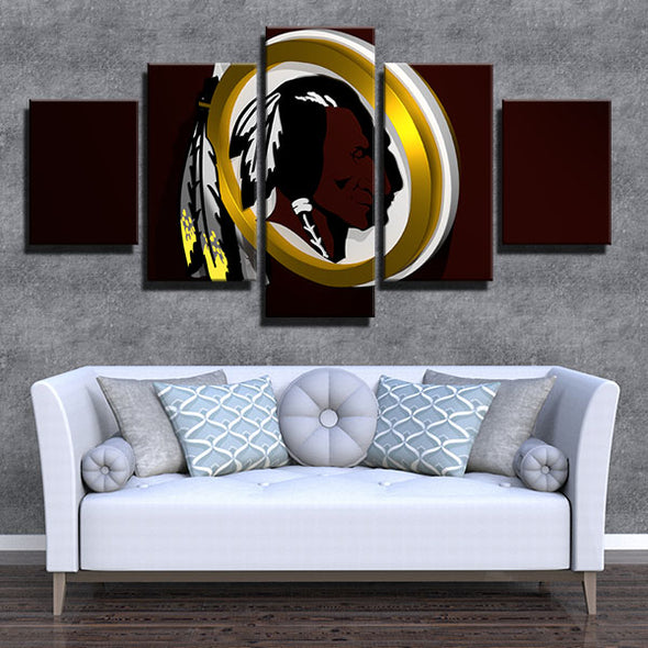 5 piece wall art canvas prints Redskins 3d logo live room decor-1213 (2)
