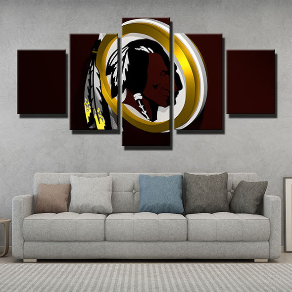 5 piece wall art canvas prints Redskins 3d logo live room decor-1213 (3)