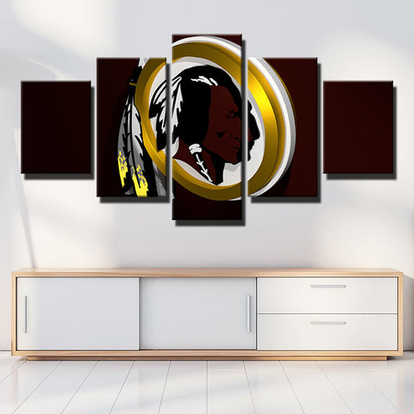 5 piece wall art canvas prints Redskins 3d logo live room decor-1213 (4)