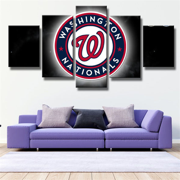 5 piece wall art canvas prints Washington Nationals Badge home decor    1222 (4)