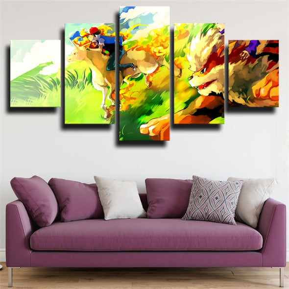 5 piece wall art canvas prints anime Pokemon Ash Ketchum home decor-1836 (2)