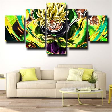 5 piece wall art canvas prints dragon ball Broly attacking home decor-2062 (1)