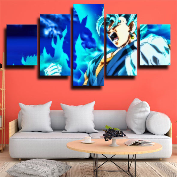 5 piece wall art canvas prints dragon ball blue fire Vegetto home decor-2036 (2)