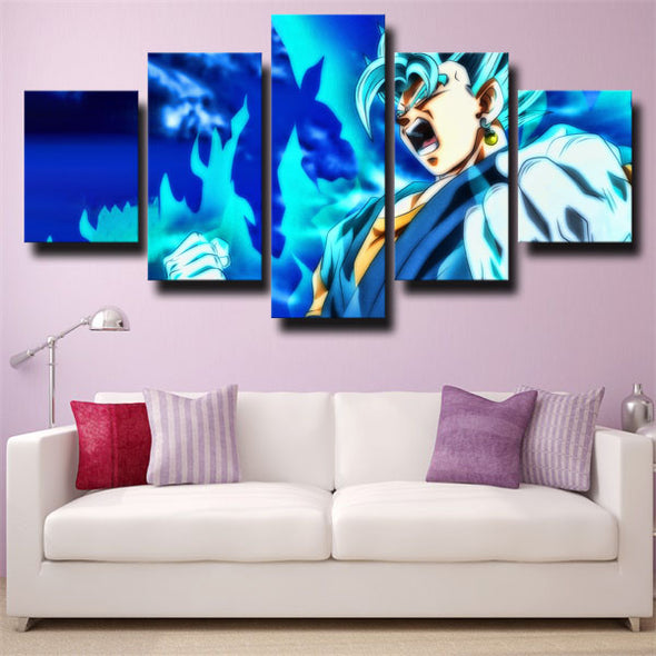 5 piece wall art canvas prints dragon ball blue fire Vegetto home decor-2036 (3)