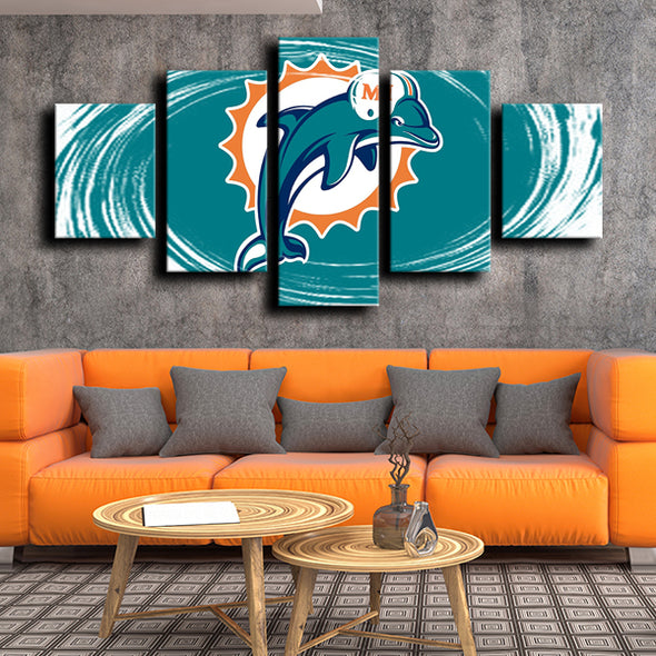 5 piece wall art custom  art prints Miami Dolphins logo decor picture-1206 (4)