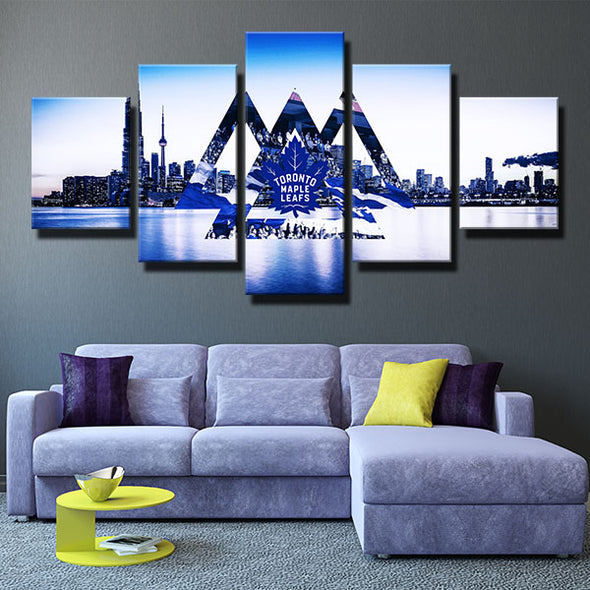 5 piece wall art framed prints Buds Blue purple city decor picture-1227 (3)