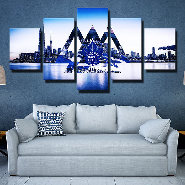 5 piece wall art framed prints Buds Blue purple city decor picture-1227 (4)