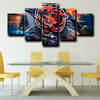 5 piece wall art framed prints Chicago Bears logo home decor-1203 (2)