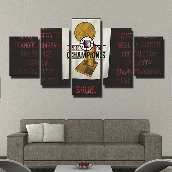 5 piece wall art framed prints Clippers champions live room decor-1232 (3)