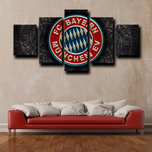  5 piece wall art framed prints Fussball-Club Bayern logo wall picture-1239 (1)