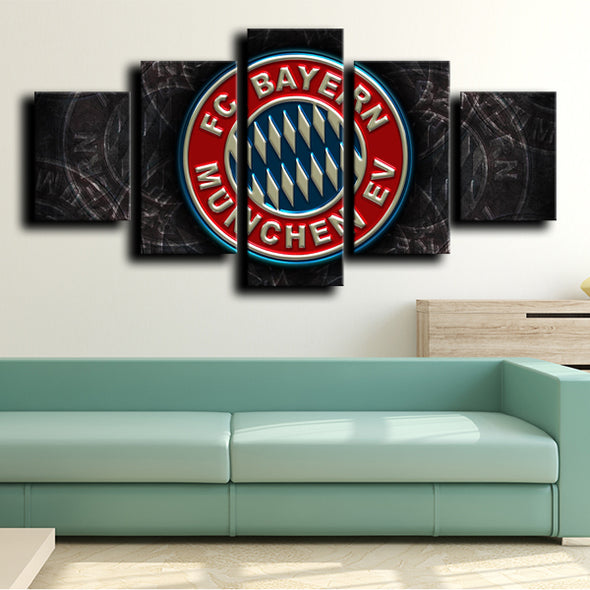  5 piece wall art framed prints Fussball-Club Bayern logo wall picture-1239 (4)