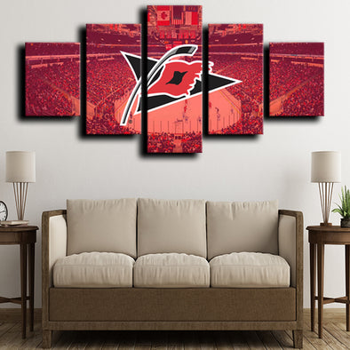 5 piece wall art framed prints Hurricanes Logo Red wall picture-1214 (1)