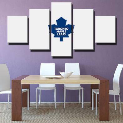 5 piece wall art framed prints Leafs all white logo live room decor-1229 (1)