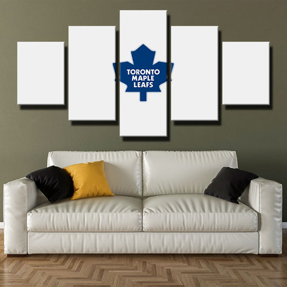 5 piece wall art framed prints Leafs all white logo live room decor-1229 (3)