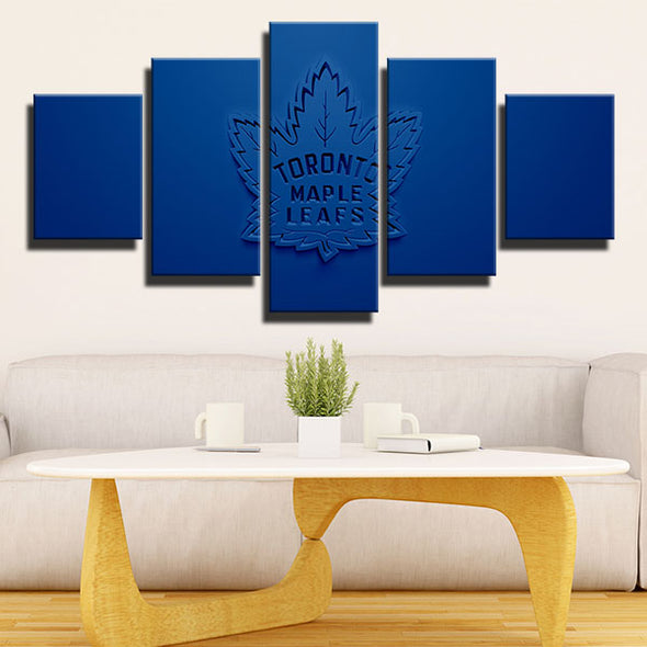 5 piece wall art framed prints Leaves blue 3d logo live room decor-1230 (2)
