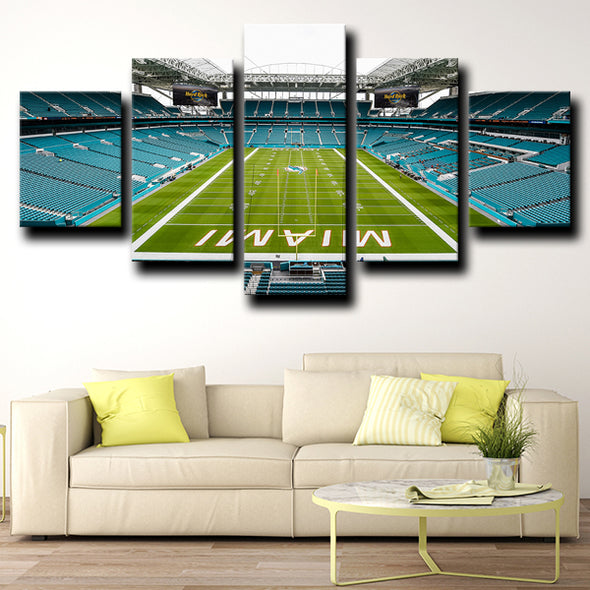 5 piece wall art framed prints Miami Dolphins Rugby Field home decor-1231 (1)