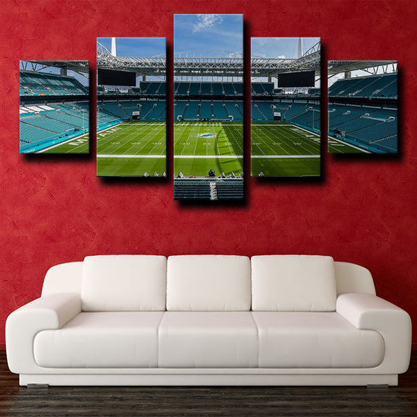 5 piece wall art framed prints Miami Dolphins Rugby Field home decor-1232 (1)