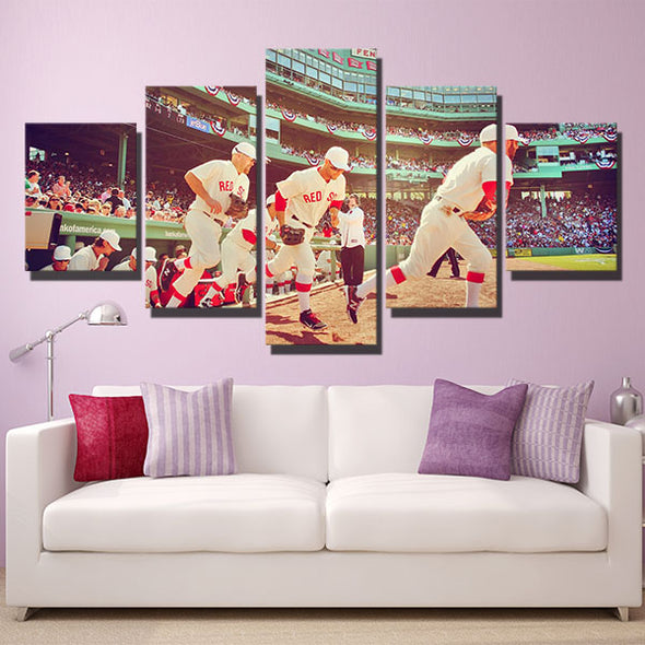 5 piece wall art framed prints Red Sox All players play home decor-5005 (2)