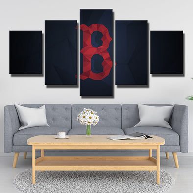 5 piece wall art framed prints Red Sox B color block live room decor-50031 (1)