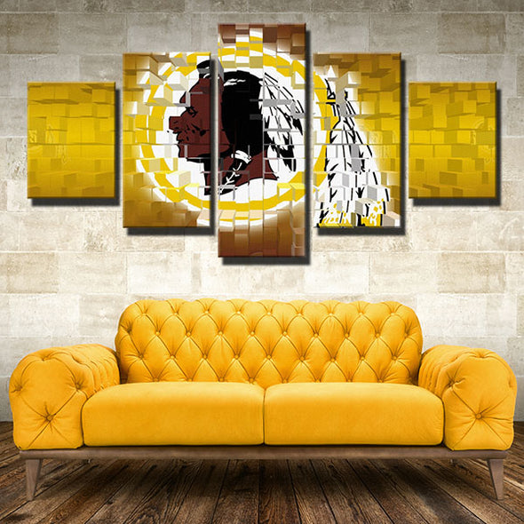 5 piece wall art framed prints Redskins Irregular home decor-1215 (1)