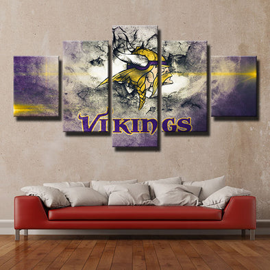 5 piece wall art framed prints The Vikes Split wall logo decor picture-1227 (1)