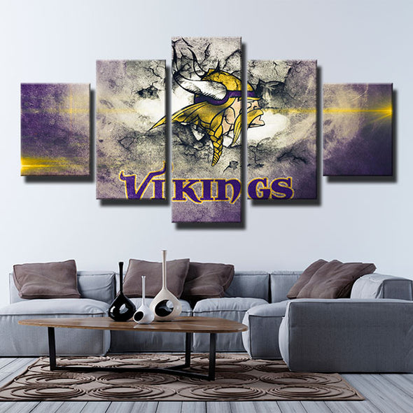 5 piece wall art framed prints The Vikes Split wall logo decor picture-1227 (3)