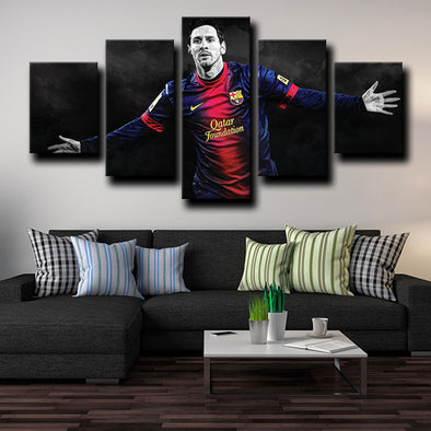 5 piece wall art set prints Barcelona Messi Dark room decor-1234 (1)