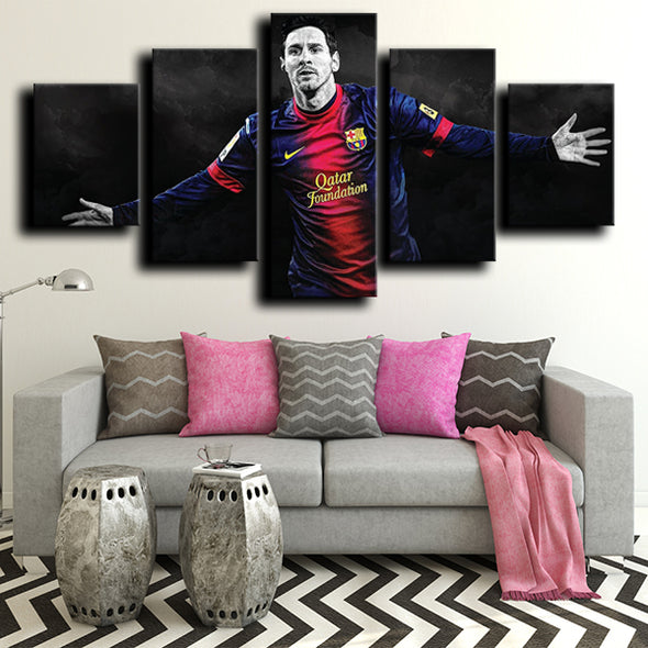 5 piece wall art set prints Barcelona Messi Dark room decor-1234 (2)