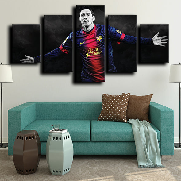 5 piece wall art set prints Barcelona Messi Dark room decor-1234 (3)