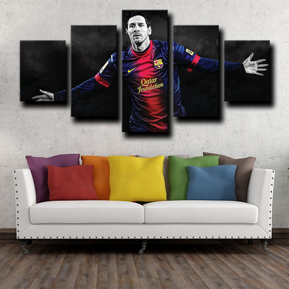 5 piece wall art set prints Barcelona Messi Dark room decor-1234 (4)