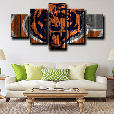 5 piece wall art set prints Chicago Bears logo badge live room decor-1204 (1)