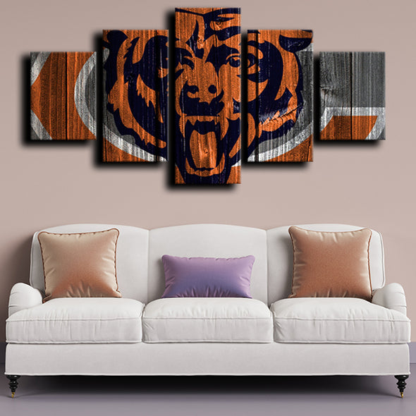 5 piece wall art set prints Chicago Bears logo badge live room decor-1204 (2)
