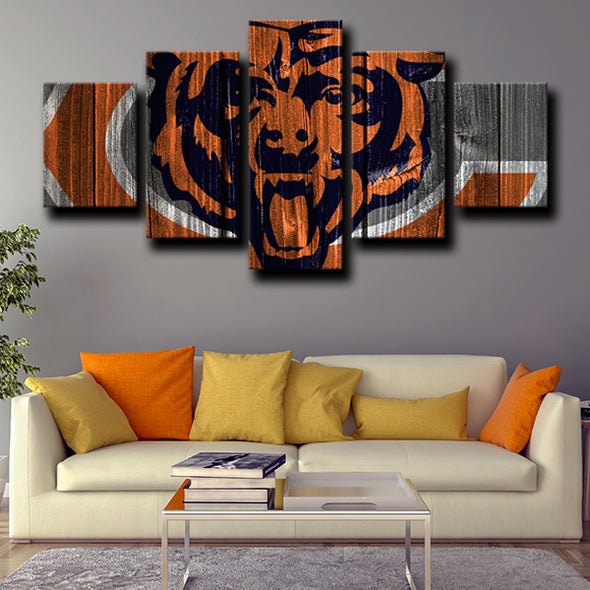 5 piece wall art set prints Chicago Bears logo badge live room decor-1204 (3)