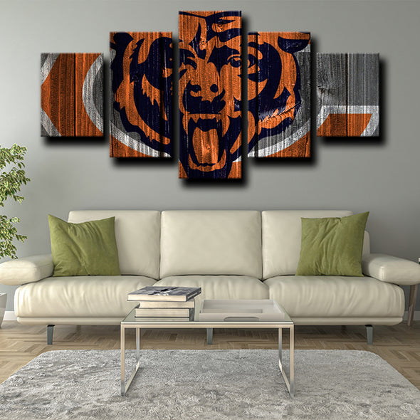 5 piece wall art set prints Chicago Bears logo badge live room decor-1204 (4)