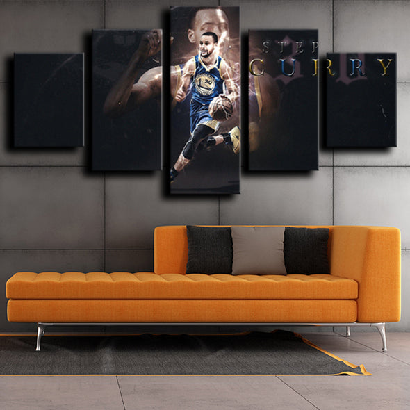 5 piece wall art set prints Warriors Curry Black live room decor-1250 (2)
