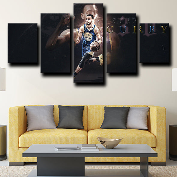 5 piece wall art set prints Warriors Curry Black live room decor-1250 (4)