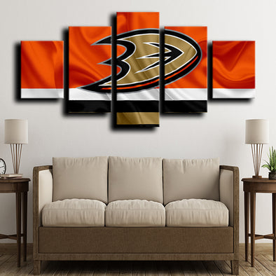 5 piece wall canvas art Anaheim Ducks Logo home decor-1211 (1)