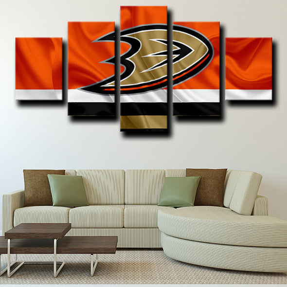5 piece wall canvas art Anaheim Ducks Logo home decor-1211 (3)