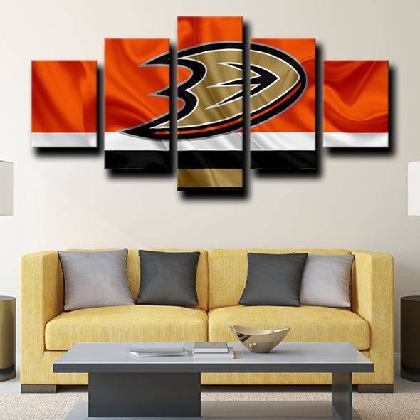 5 piece wall canvas art Anaheim Ducks Logo home decor-1211 (4)