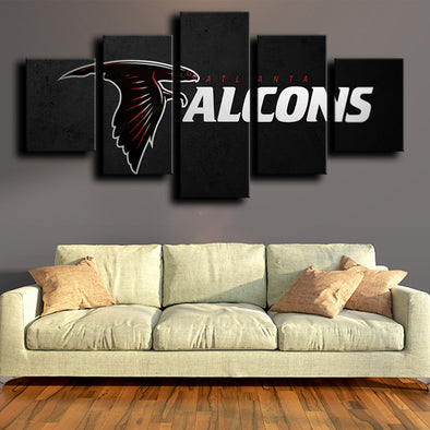 5 piece wall canvas art Atlanta Falcons logo badge prints black home decor picture (1)
