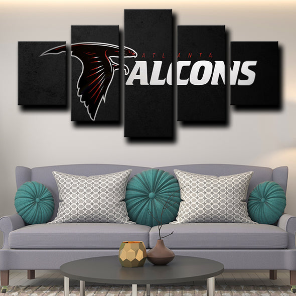 5 piece wall canvas art Atlanta Falcons logo badge prints black home decor picture (2)