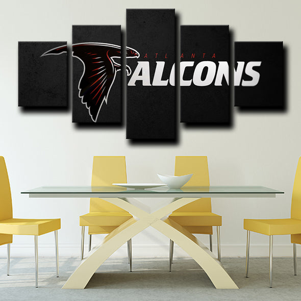 5 piece wall canvas art Atlanta Falcons logo badge prints black home decor picture (3)