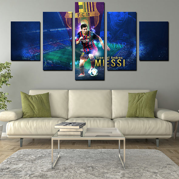 5 piece wall canvas art Barça logo prints black home decor picture-1230 (1)