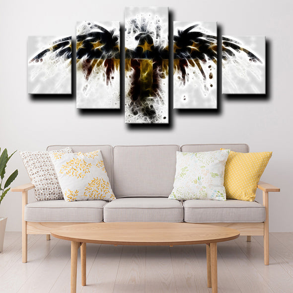 5 piece wall canvas art framed prints Eagles logo home decor-1229 (2)