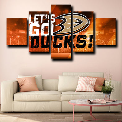 5 piece wall canvas art prints Anaheim Ducks Logo Crest home decor-1203 (1)